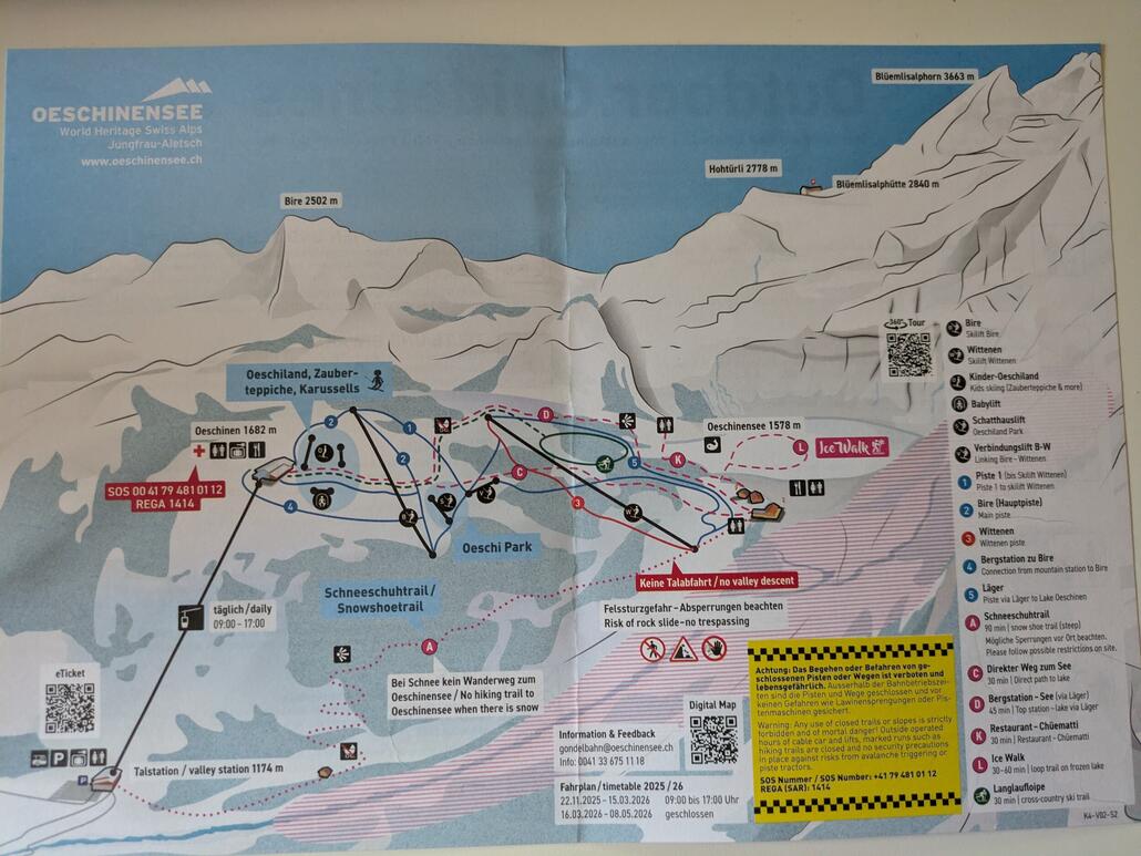 Alle Pisten waren geöffnet ausser die Nr. 5 im oberen Teil, die hätte mich wirklich noch interessiert.