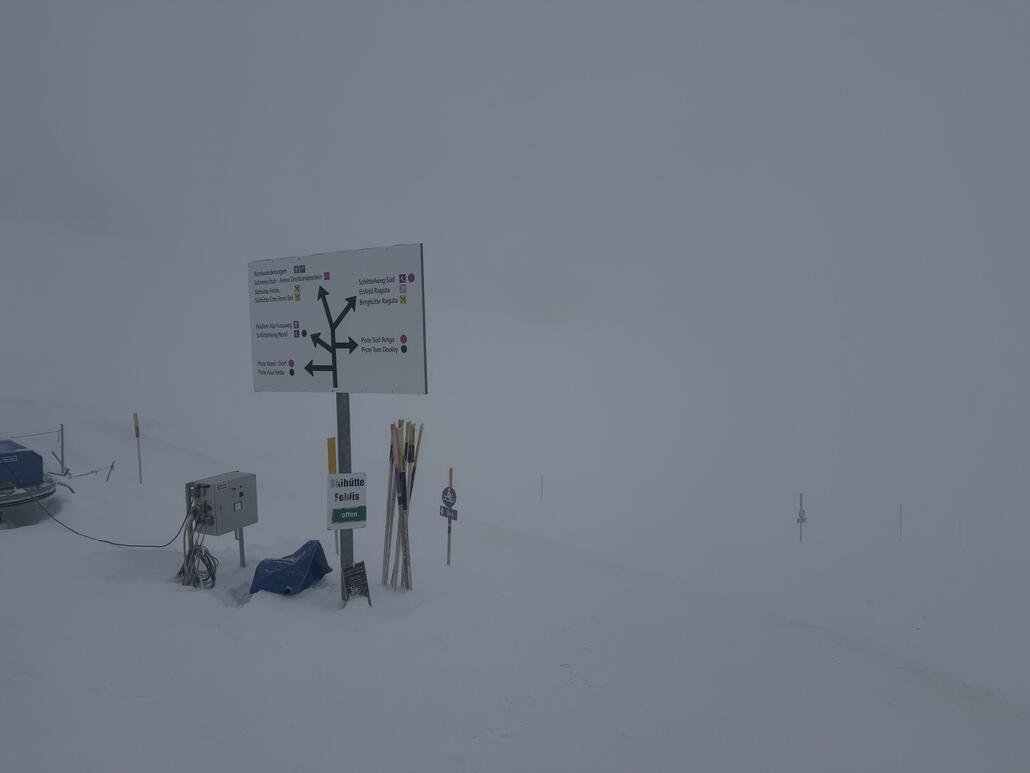 Der Wegweiser bringt es nicht bei dichtem Nebel