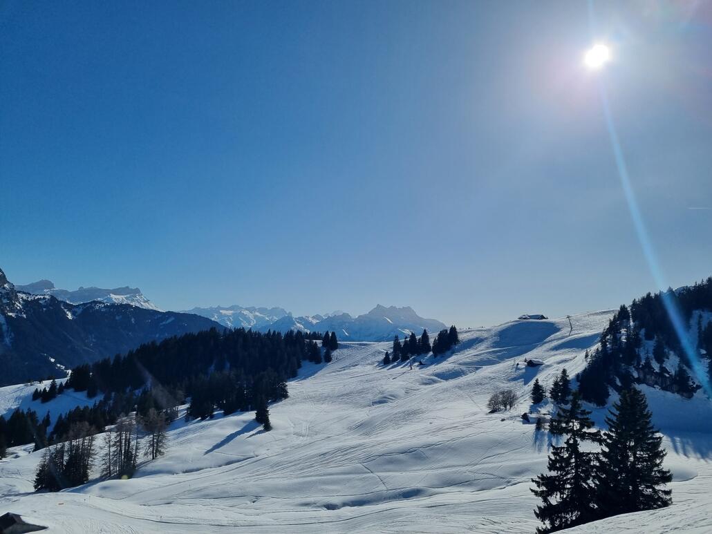 Bereich zwischen Solepraz und Choulet, die Dents du Midi immer im Hintergrund