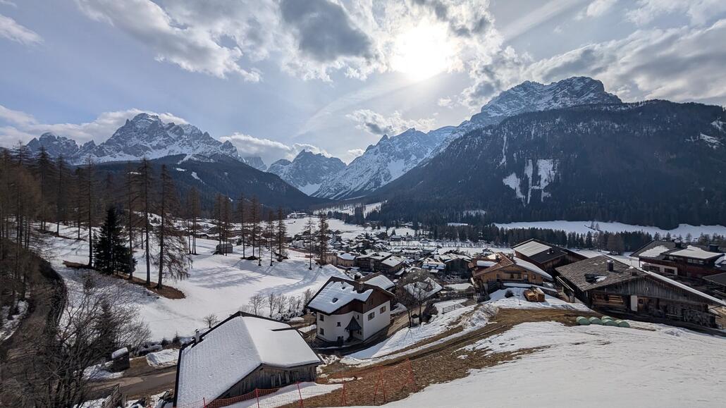Zurück in Sexten am Moos Ort vorbei die untere blaue Piste