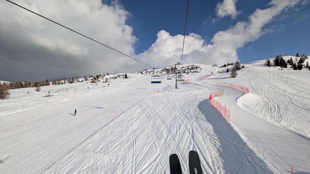 Zum Abschluss fahre ich noch Pralongia 2, von dort oben kann man bis Armentarola abfahren