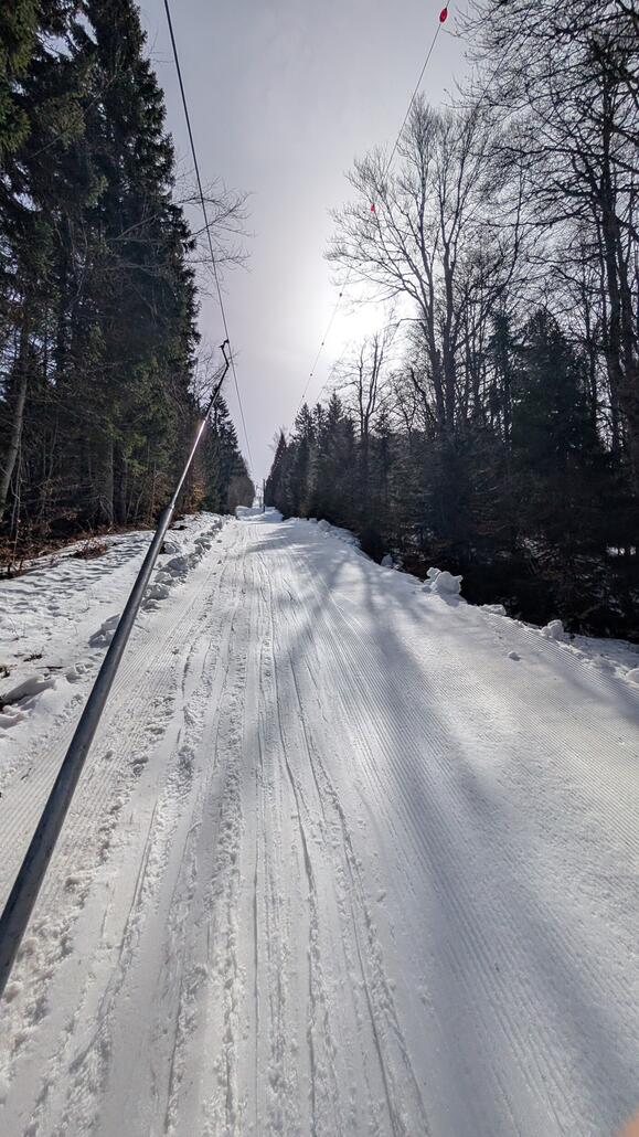 Und dann gibt es noch einen gemütlichen Schlepplift der durch den Wald führt hier