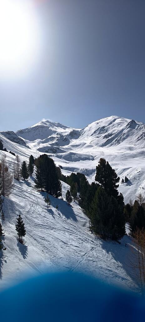Bergwelt mit Freeridegelände, aber kaum verspurt