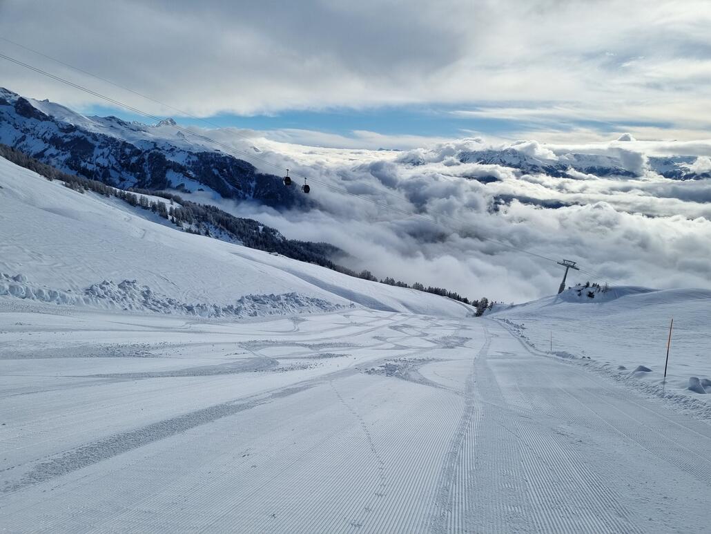 Für Anzére Verhältnisse außergewöhnlich leer.<br />Hier die schwarze am Grillesses war sehr schön zu fahren im Unverspurten