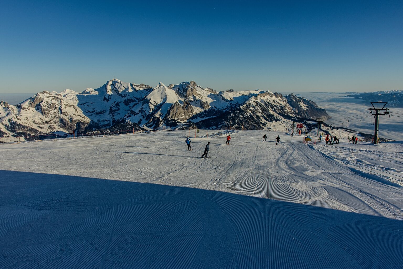 Blick Richtung Norden (Säntis, Alpstein, Rheintal).