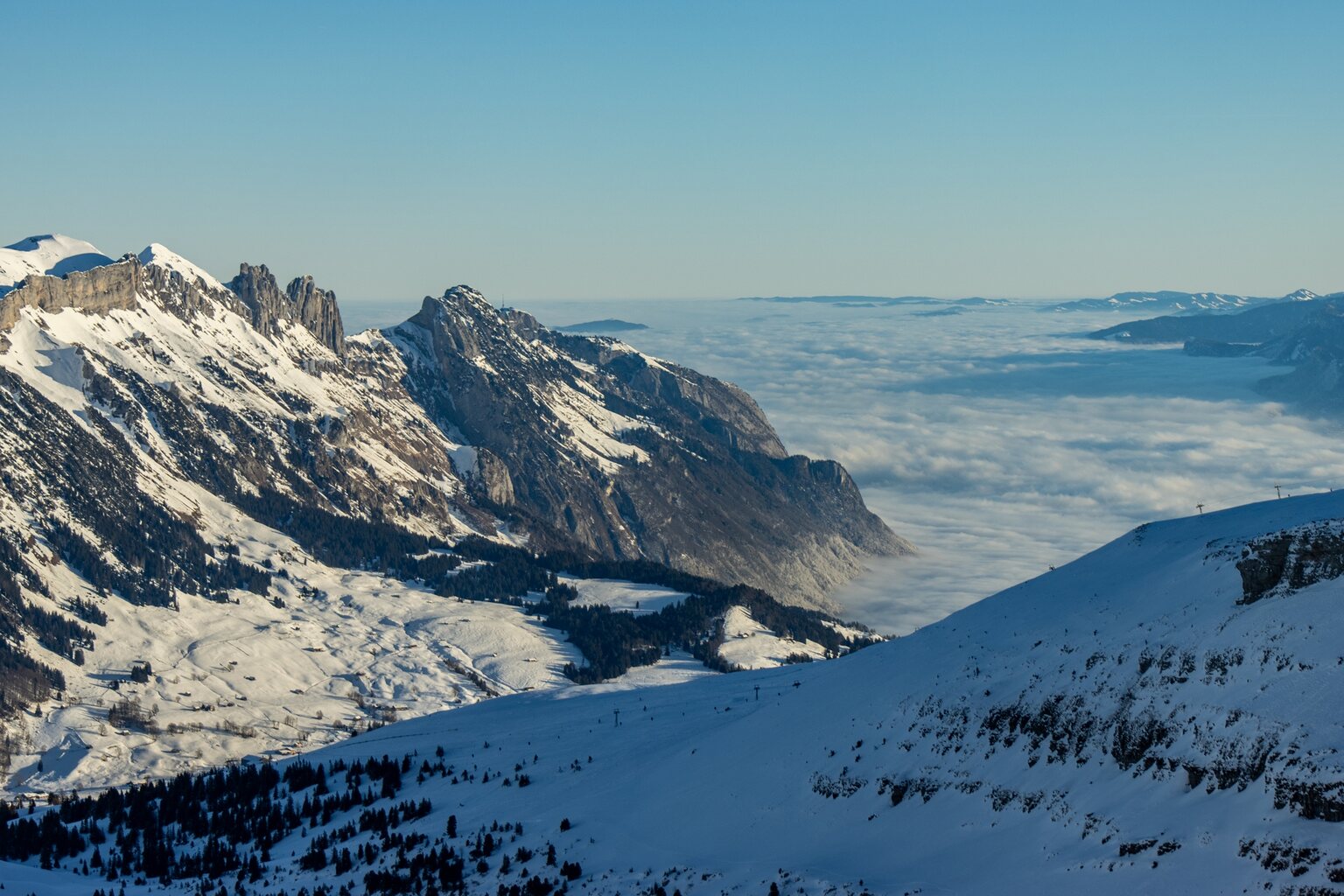 Saxer Lücke mal aus einer anderen Perspektive. Das Skigebiet in Wildhaus ist zum Greifen nah.