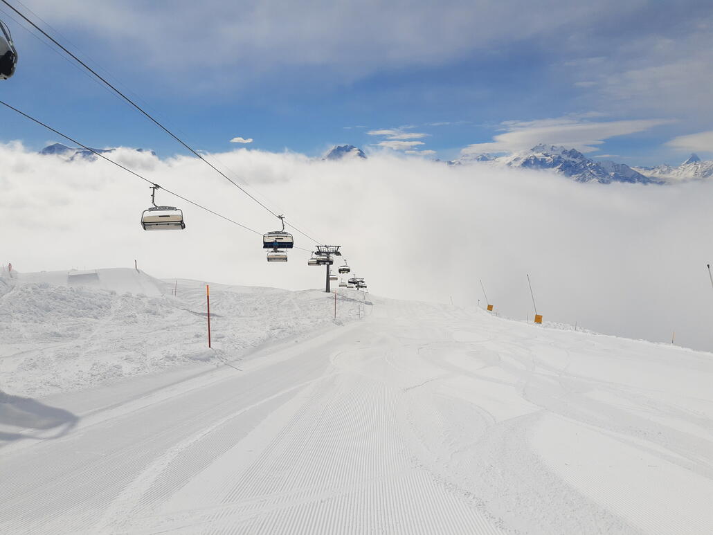 Skifahrerträume, kurz bevor der Himmel zu zog und die Sicht überall wieder deutlich schlechter wurde.