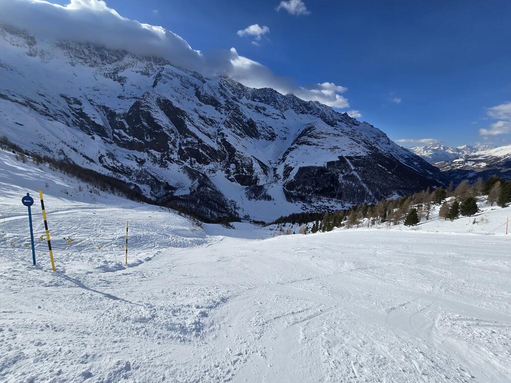 Letzte Fahrt des Tages am Plattjen. Auch hier ist die Piste noch absolut in Ordnung.