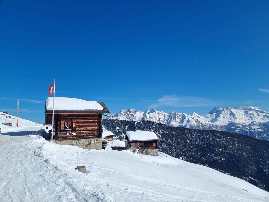 Auf dem Weg zurück kommt man an einem obskuren Kiosk direkt an der Piste vorbei.<br />Da ich den Ausflug zum Aletschbord kurz alleine gemacht habe gab es aber leider keinen Stop