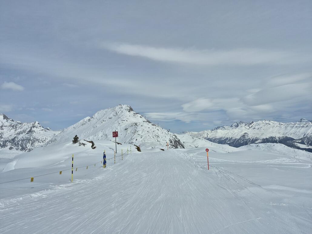 Zum ersten mal in dieser Saison kann ich die Biel-Aletsch Piste für den Transfer zur Bettmeralp nehmen.
