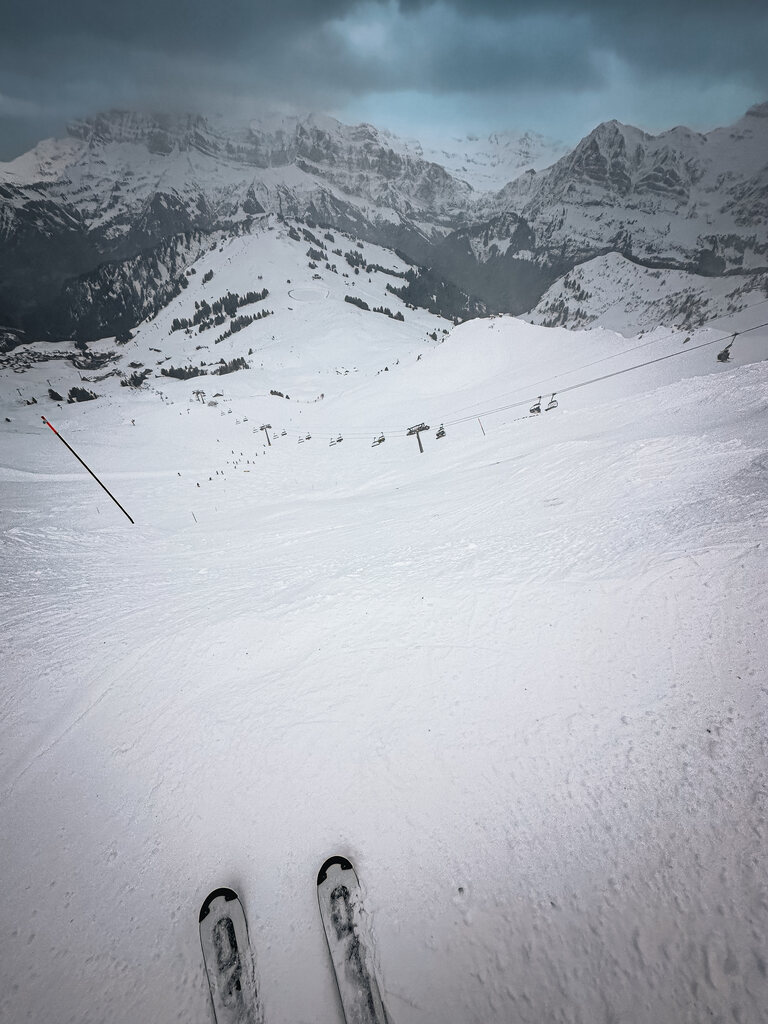 Danach fuhren wir direkt runter in die Schweiz auf der Grand Conche Piste. Ganz schön Steil