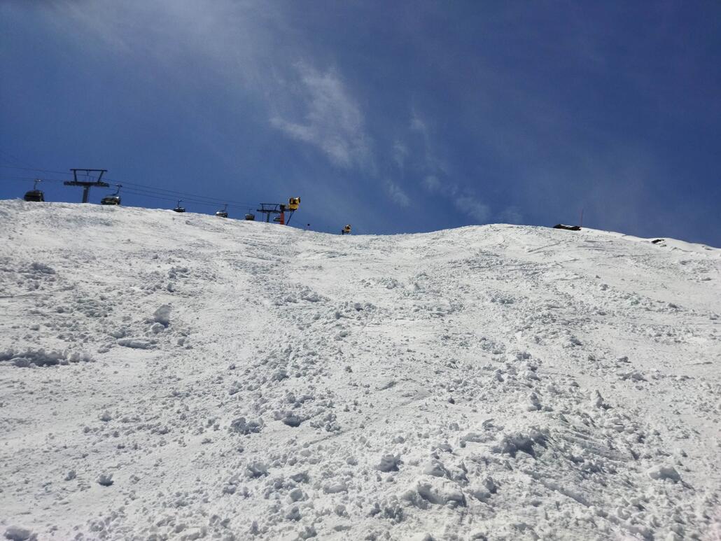 Pistenzustand Black Mamba. Der Neuschnee wurde einfach nicht mehr gewalzen.