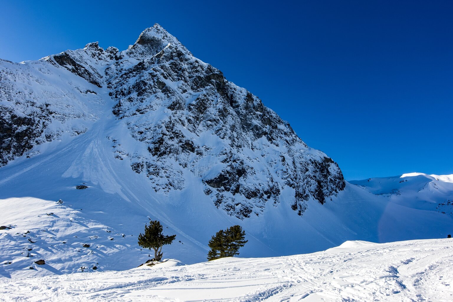 Blick auf den Madrisa Steilhang.