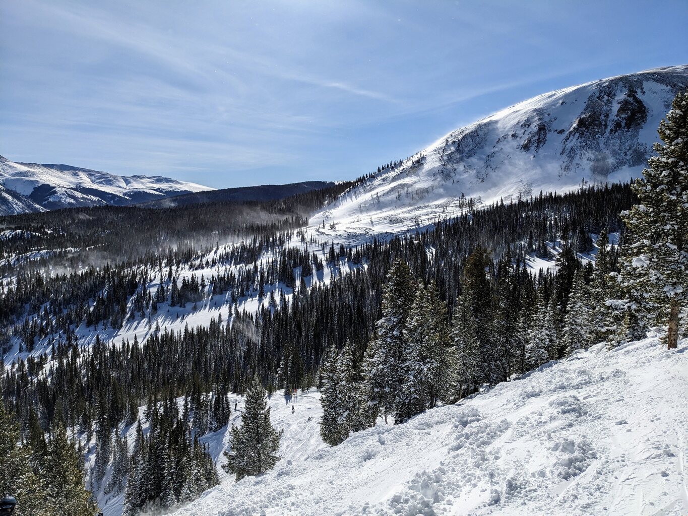 ^ Am Peak 10, man sieht die Schneefahnen oben. Es blieb den ganzen Tag hindurch sehr windig.