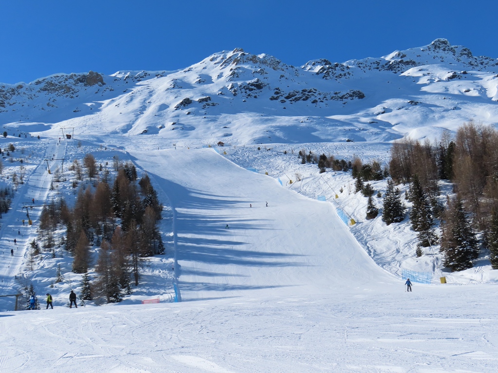 Mittlerer Bereich der Piste Deborah Compagnoni. Weiter oben ist die Piste deutlich steiler