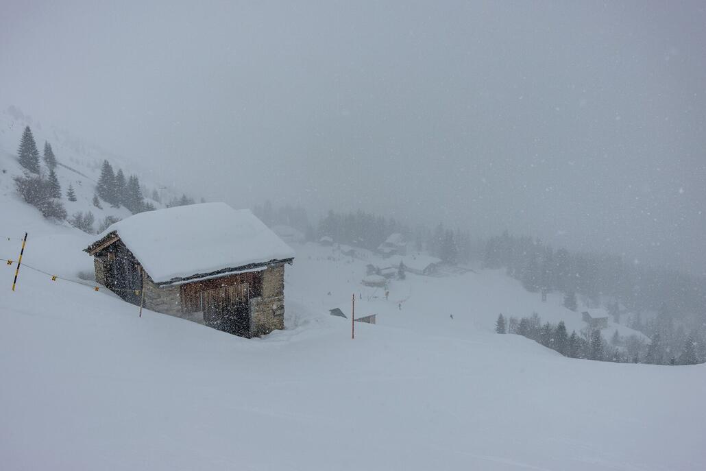 Unterer Teil der Valser, am Samstag hat es immer mal wieder kräftiger geschneit.