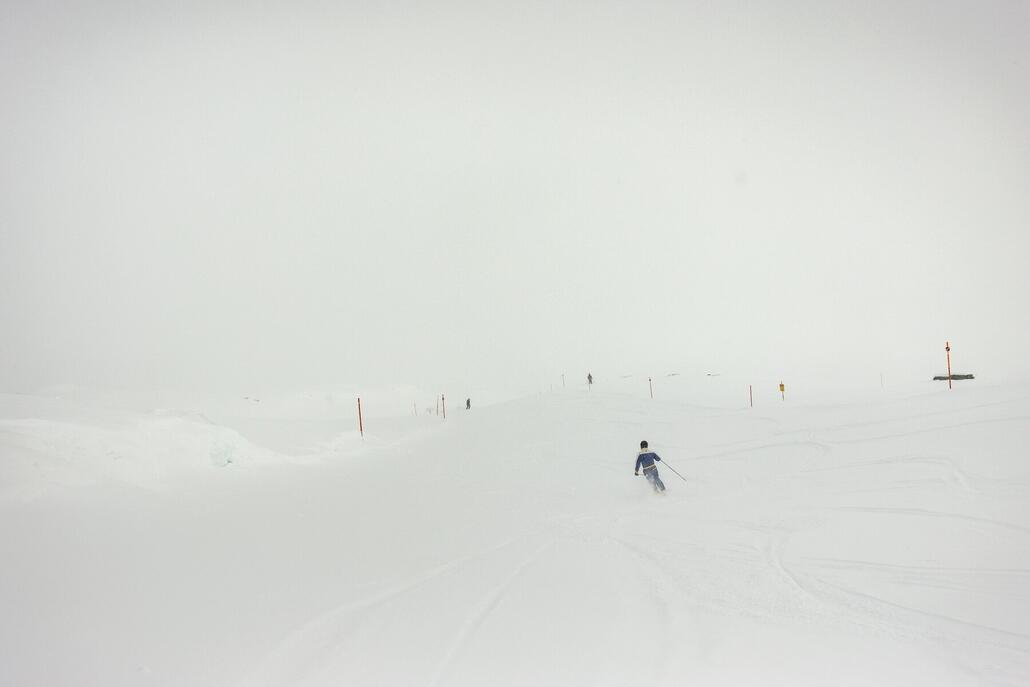 Die Sicht war ganz akzeptabel und der Neuschnee auf der Piste herrlich.