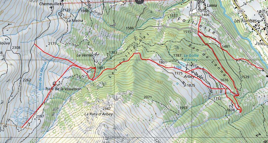Abfahrt Arbey (map.geo.admin.ch)