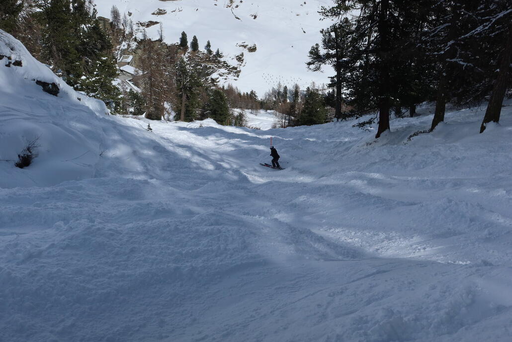 Momatt: Im engeren Bereich weiter war es bereits gut ausgefahren und es war der typische Slalom um zu große Buckel, Felsen und Bäume nötig