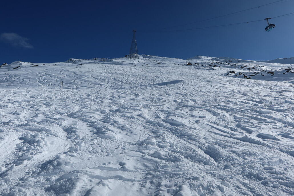 Unterer Teil der Route Platte, nachdem ich von der Mittelritz zu dieser gequert habe, um den langen Skiweg um Grünsee herum zu vermeiden ohne durch die Bäume zu müssen