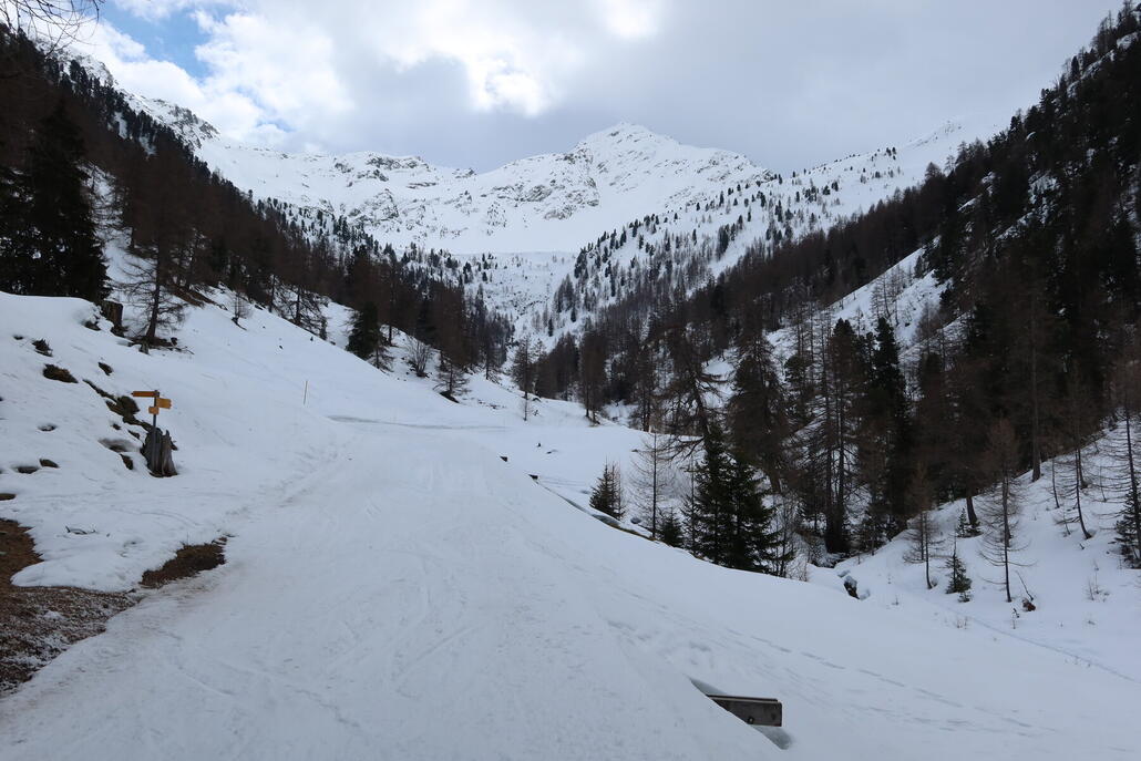 Rückblick Vallon d'Arbi - in der oberen Bildmitte ist die Bobbahn