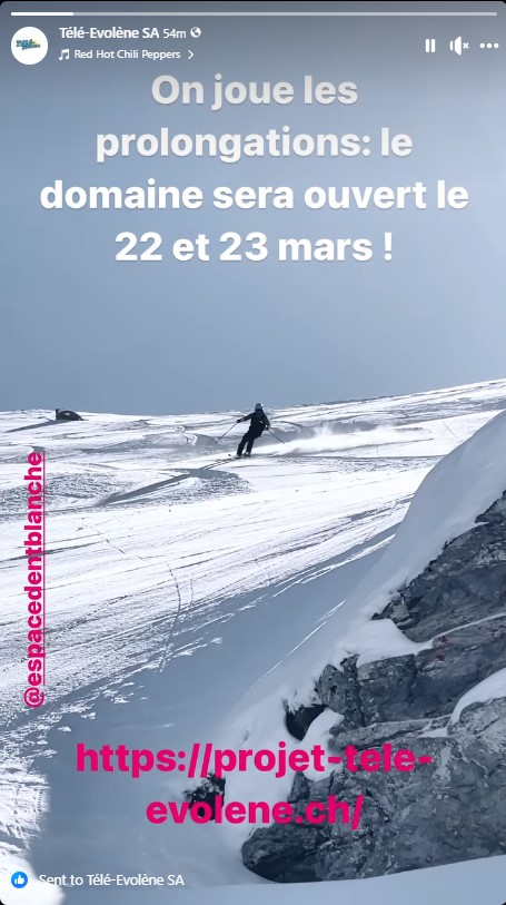 Facebook-storie von Télé-Evolène SA