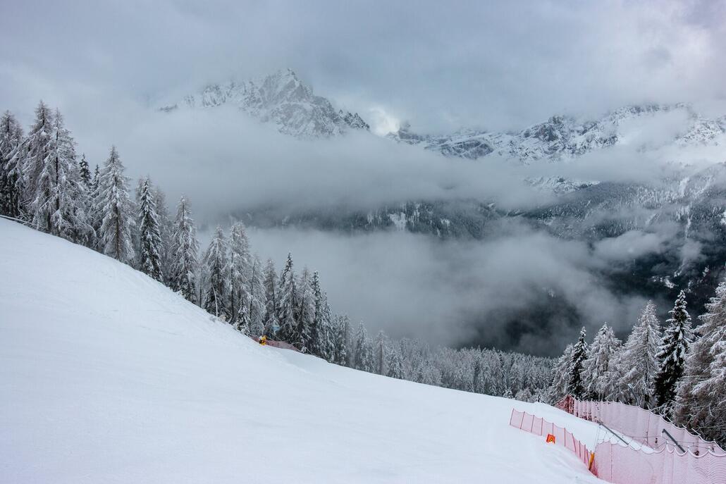 Auf der roten Talabfahrt nach Vierschach kommt erstmal das schöne Panorama etwas zur Geltung.