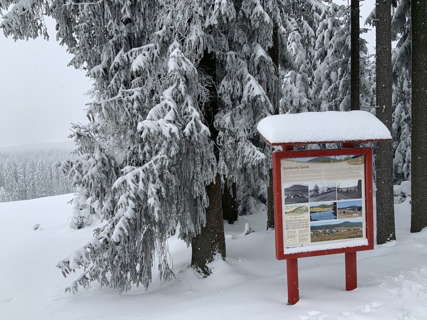 Erinnerungstafel für einen Ort, welcher nach der Vertreibung der deutschen Bewohner zerstört wurde und heute kaum noch erkennbar ist.