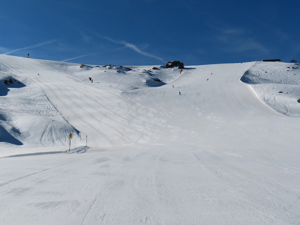 Pisten zwischen Bergstation Kreuzjoch X-Press und Kapauns, als sie noch gefroren waren.