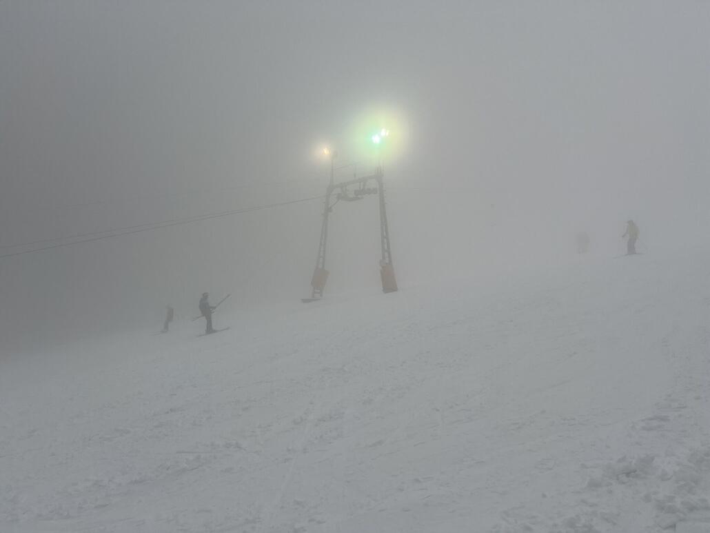 Viel sieht man nicht aber die Piste ist auch kurz