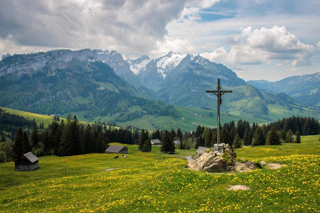 Tolle Aussicht auf den Alpstein, auch diese kennen wir schon von unserer Apriltour.