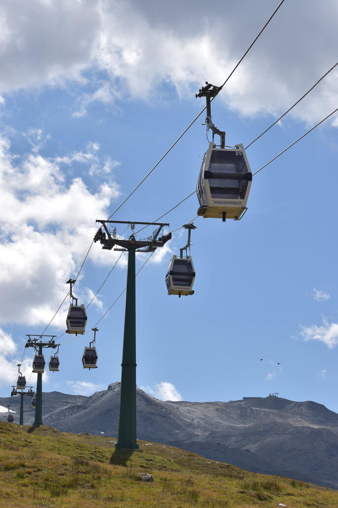 Der Weg führt zuerst auf der Vieille Alp entlang der Bahn