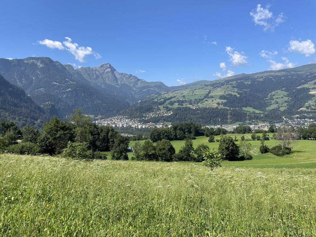 Etwa 150 Höhenmeter oberhalb von Thusis fährt man auf der rechten Talseite mehr oder weniger der Höhenlinie entlang.