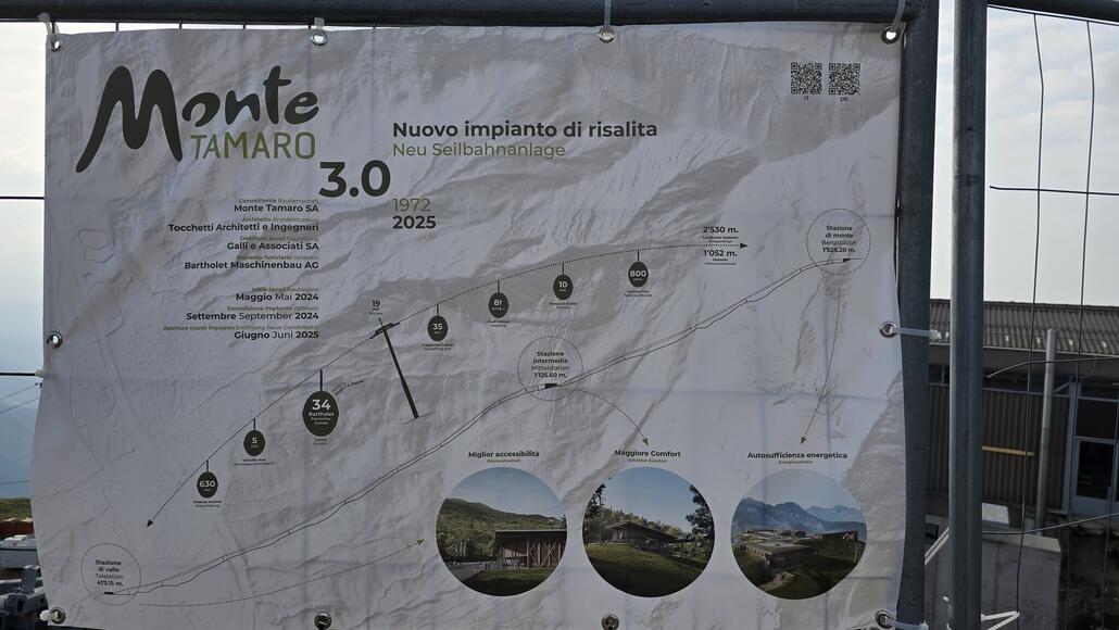 Projektinformationen an der Bergstation.