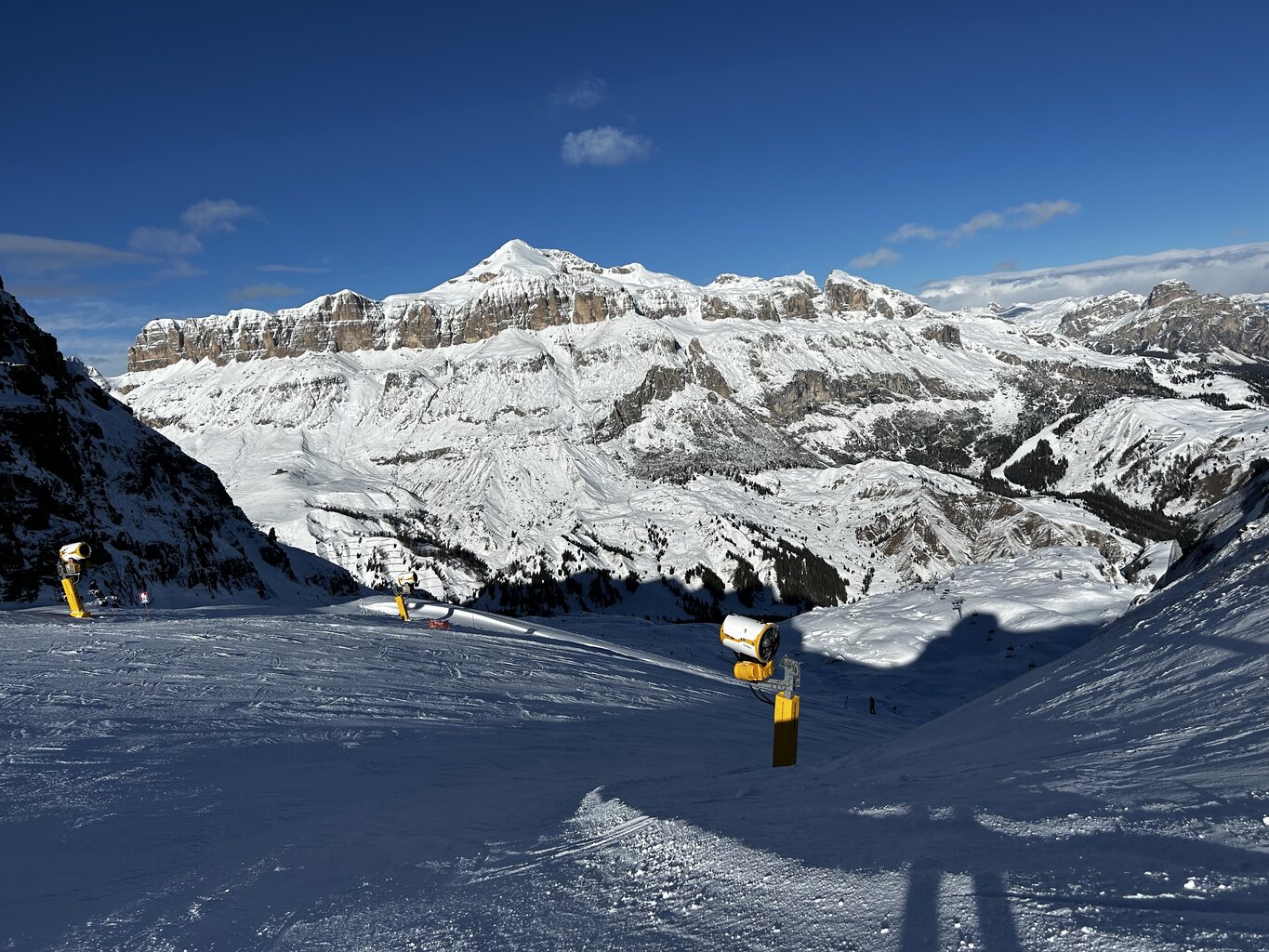 Die besten Pisten waren heute an der Porta Vescovo. Generell geht es in den höheren besser, da es unten reingeregnet hat.