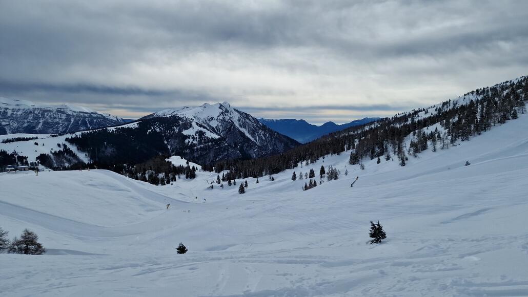 Ein erster Blick ins Valfontane, dem oberen Skigebietsbereich.