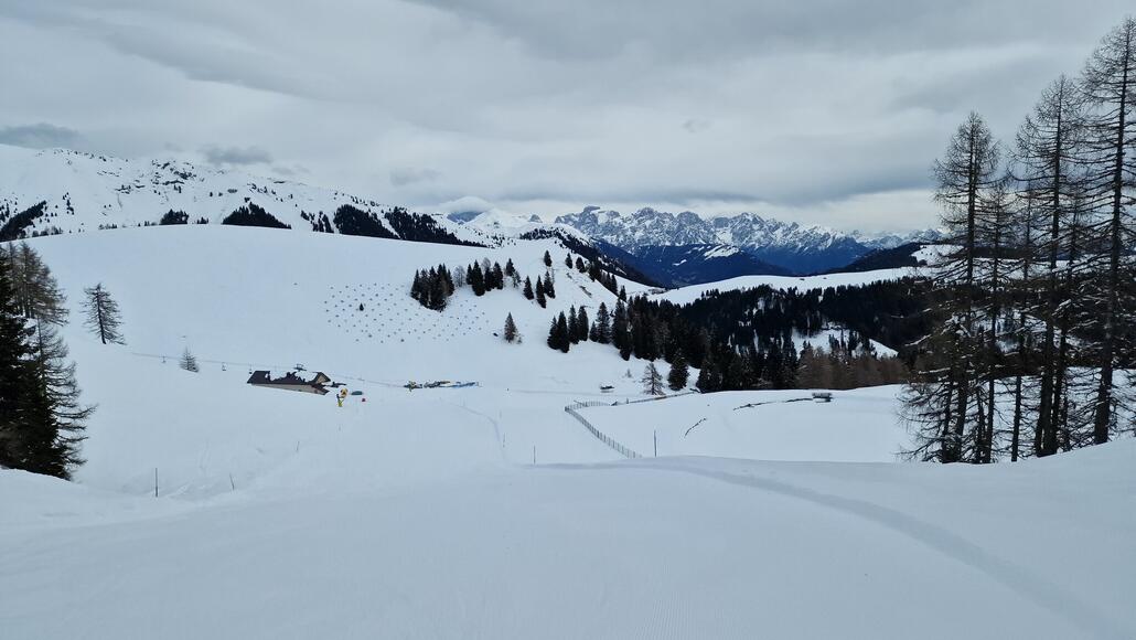 Abfahrt zur kurzen Sesselbahn Valfontane.
