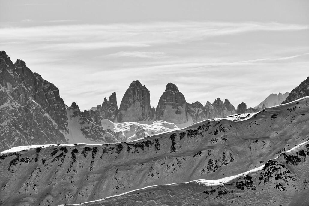 Drei Zinnen im gleichnamigen Skigebiet