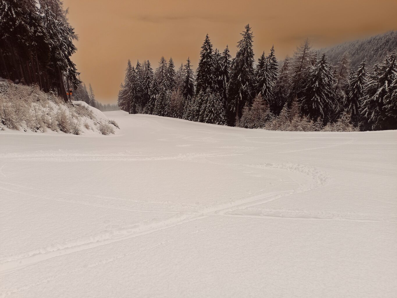 Piste 3112 am Kronplatz 13.12. gegen 08.45. Uhr