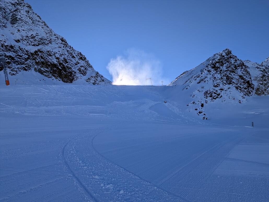 Beschneiung zum Erhalt der Lifttrasse