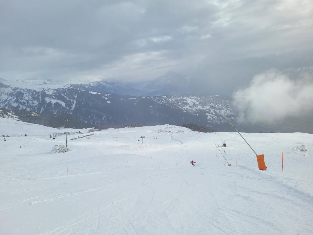 Jo, die Varianten am Luys sind bei Weitem die besten. Ausserdem gibt's an dem Lift immer gute Musik und gute Laune.<br />Wiederholungen sind hier jedoch ebenfalls aufwendiger als normal. Nach jeder Liftfahrt muss man den Ziehweg zur Seilbahn nehmen, um wieder zum Sessel zu kommen.<br />Livebericht im Sessel schreiben ist bei dem Wetter nicht angenehm. Dafür bietet sich die Seilbahn mehr an.