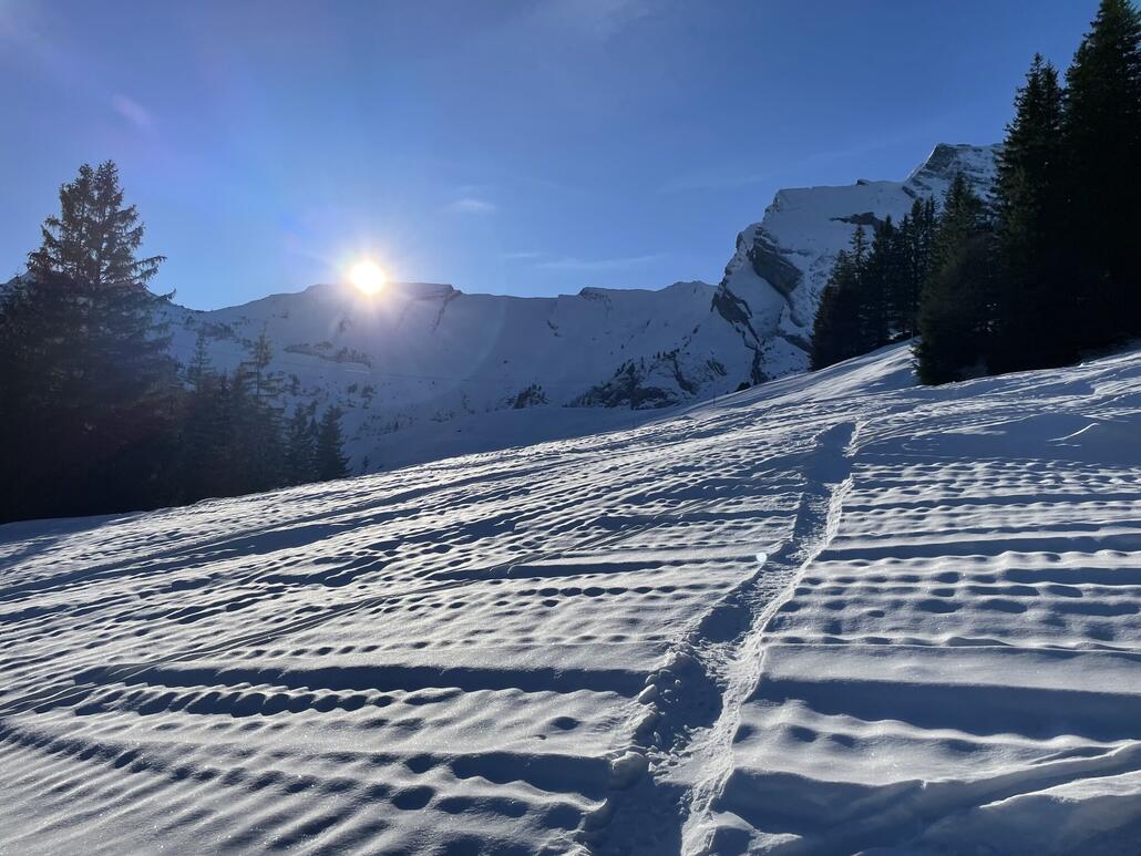 Die mittlere Piste am Twäregg (nr 12) ist noch zu, wurde aber bereits mal Grundpräpariert vor Tagen.