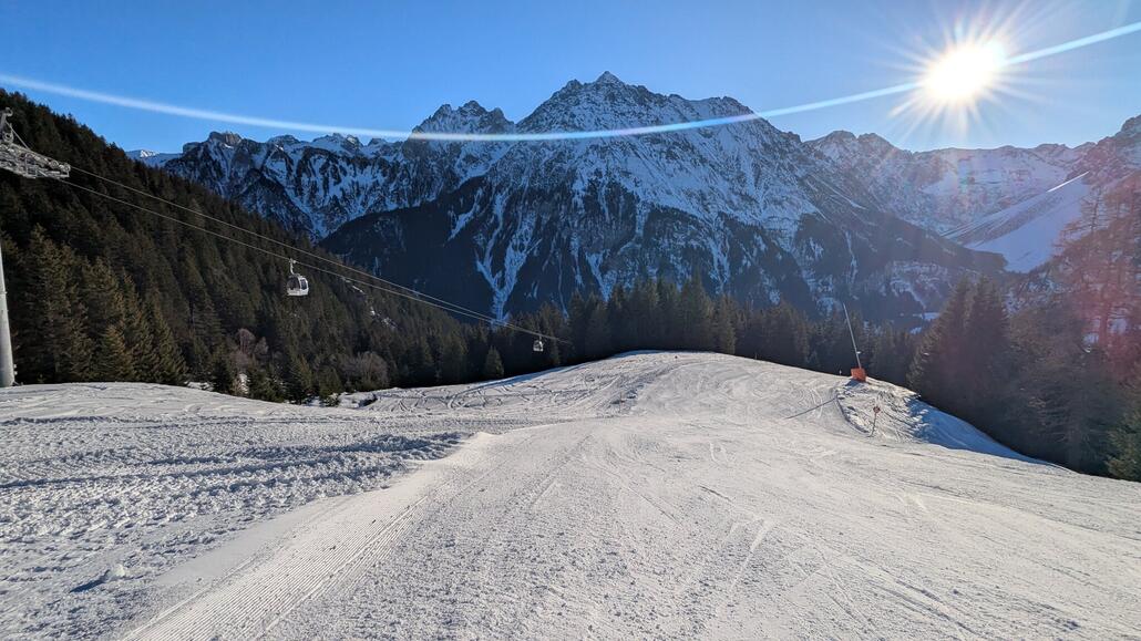 Die Talabfahrt Palüdbahn sehr knollig und unten extrem eisig!