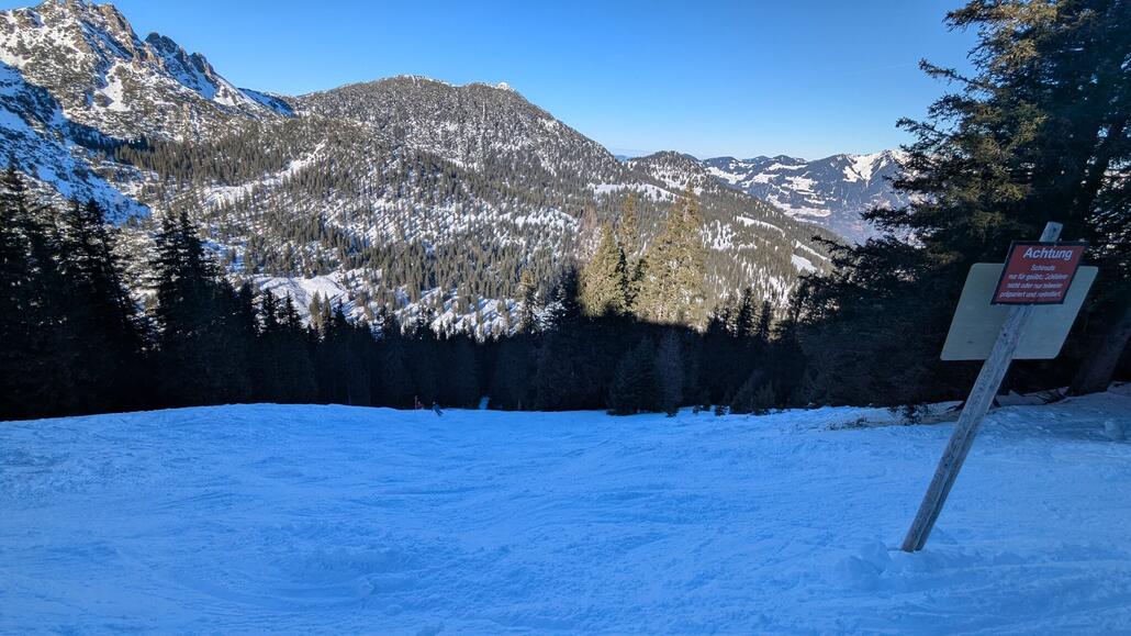 Die Skiroute rechts am Loischkopf ist fahrbar