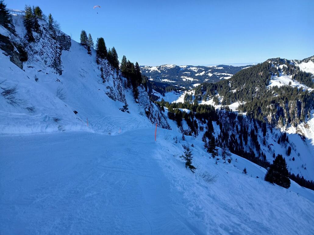 Zick-Zack-Traverse am Anfang