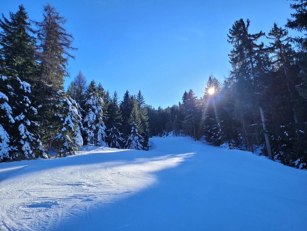 Talabfahrt ab der Mittelstation mit einigen eisigen Abschnitten