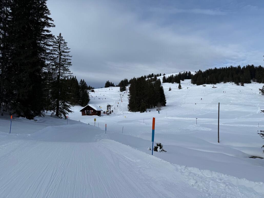 Ankunft an der untere Skilift am Ibergeregg