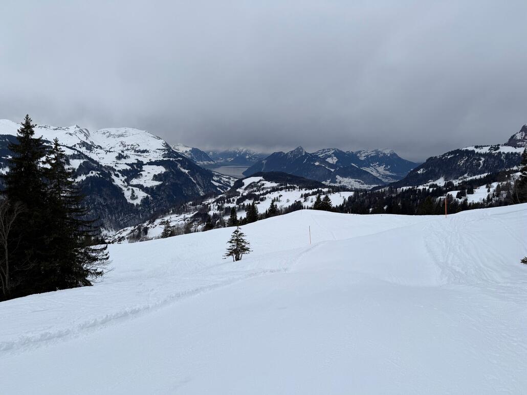 Skiroute Illgau nach der Abzweigung. Eine sehr abwechslungsreiche Abfahrt...