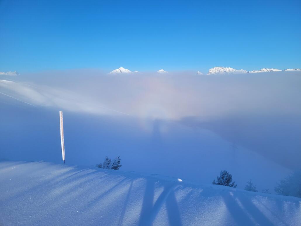 Morgendliches Brockengespenst. Meine Begeisterung wird nicht von meiner Begleitung geteilt