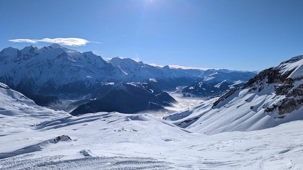 Blick in Richtung Chamonix Mont Blanc